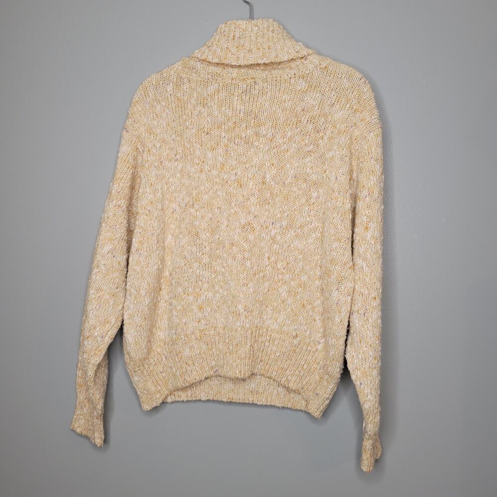 Vintage LizSport Sweater Women's Size‎ L Beige Cotton Cowl 80s 90s Preppy - Picture 5 of 10